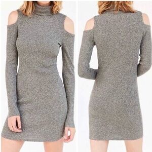 Urban Outfitters Gray Long Sleeve Cold Shoulder Dress